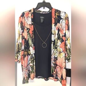Stitch Collection NWT Shirt with Mesh‎ Floral Overlay and Jewel Size 3X